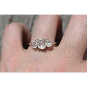 Semi square engagement ring, natural stone ring, alternative engagement ring